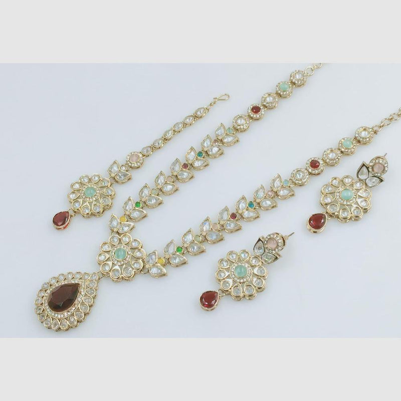 Rani Sati Jewels Gold Plated Crystal Stone Necklace Set