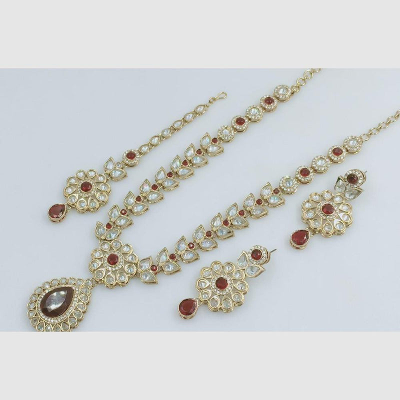 Rani Sati Jewels Gold Plated Crystal Stone Necklace Set