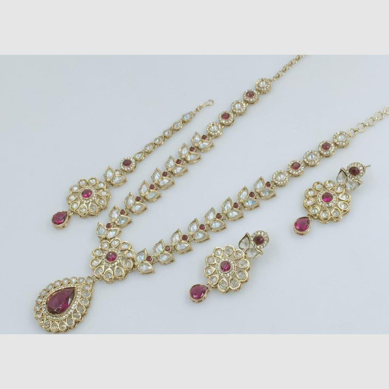 Rani Sati Jewels Gold Plated Crystal Stone Necklace Set