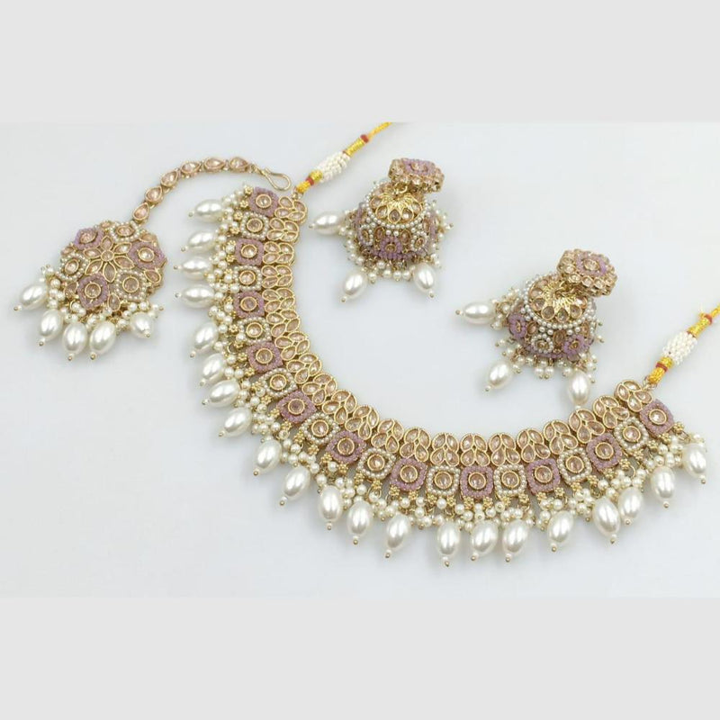 Rani Sati Jewels Gold Plated Crystal and Beads Necklace Set