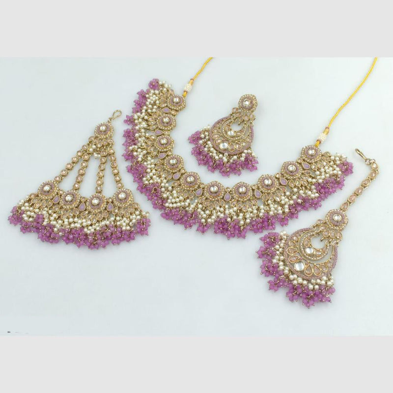 Rani Sati Jewels Gold Plated Crystal and Beads Necklace Set