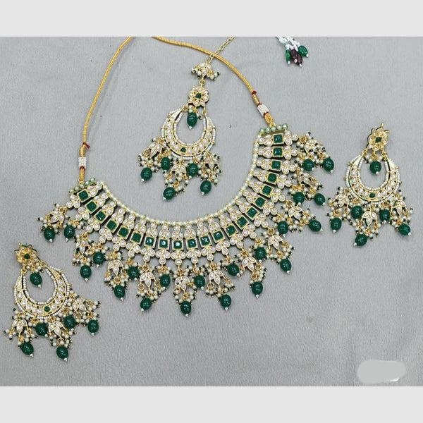 Rani Sati Jewels Gold Plated Crystal and Beads Necklace Set