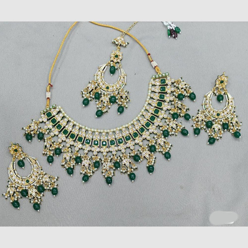 Rani Sati Jewels Gold Plated Crystal and Beads Necklace Set