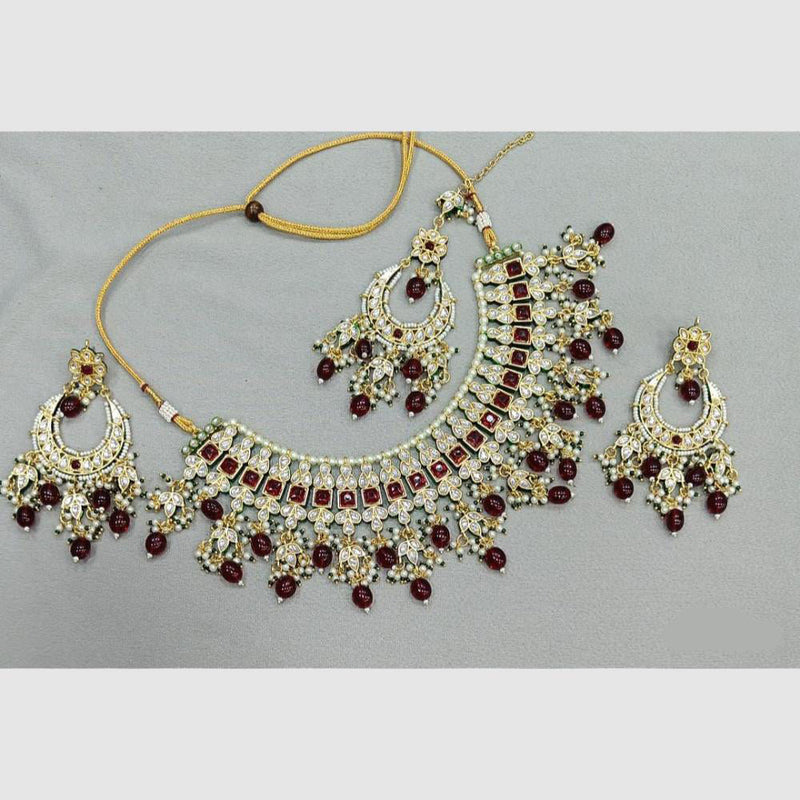 Rani Sati Jewels Gold Plated Crystal and Beads Necklace Set