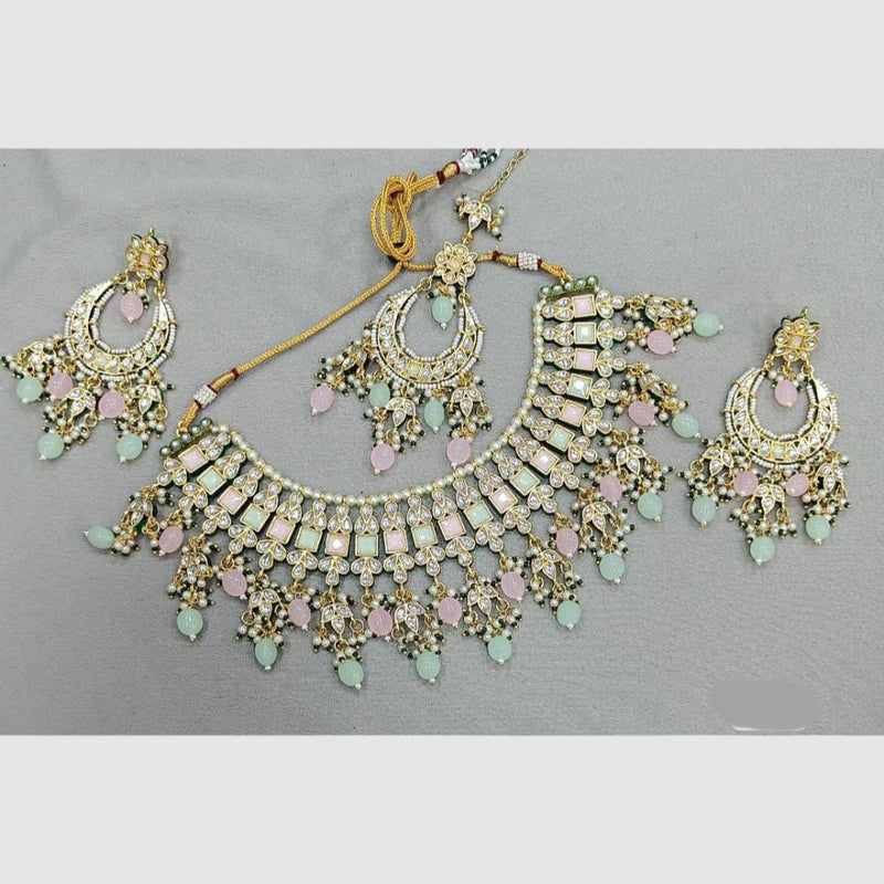 Rani Sati Jewels Gold Plated Crystal and Beads Necklace Set