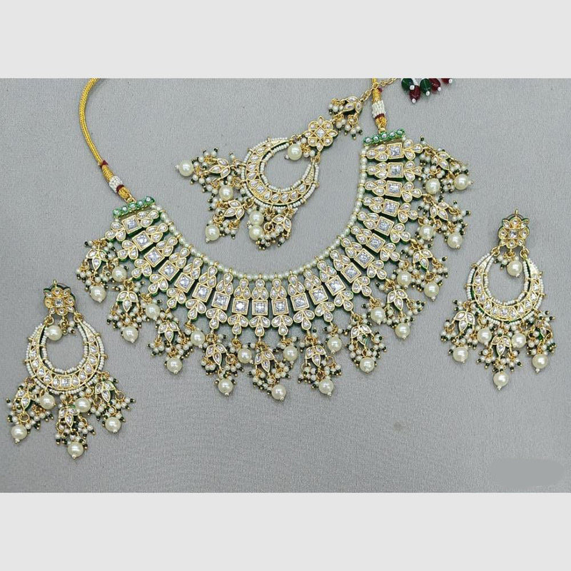 Rani Sati Jewels Gold Plated Crystal and Beads Necklace Set