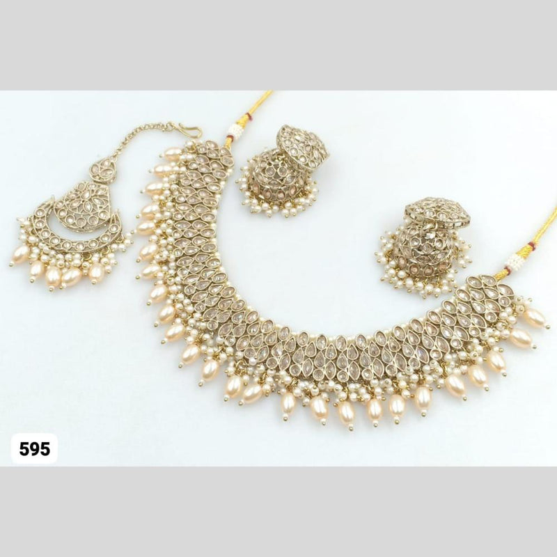 Rani Sati Jewels Gold Plated Crystal and Beads Necklace Set