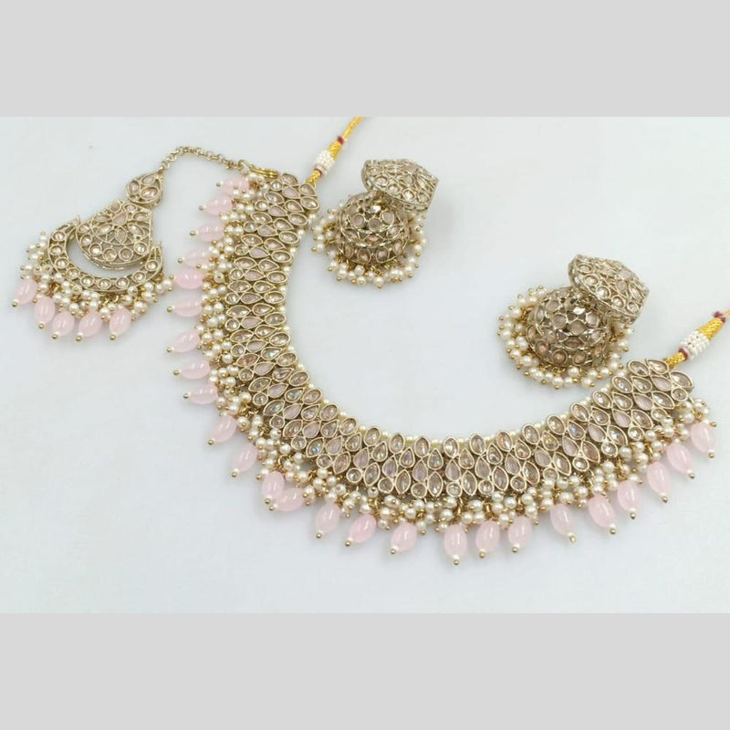 Rani Sati Jewels Gold Plated Crystal and Beads Necklace Set