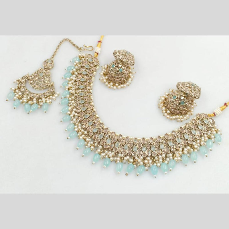 Rani Sati Jewels Gold Plated Crystal and Beads Necklace Set