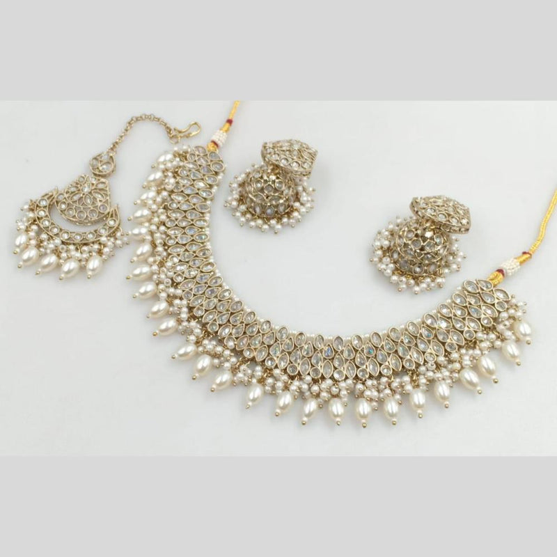 Rani Sati Jewels Gold Plated Crystal and Beads Necklace Set