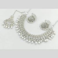 Rani Sati Jewels Silver Plated Crystal and Beads Necklace Set