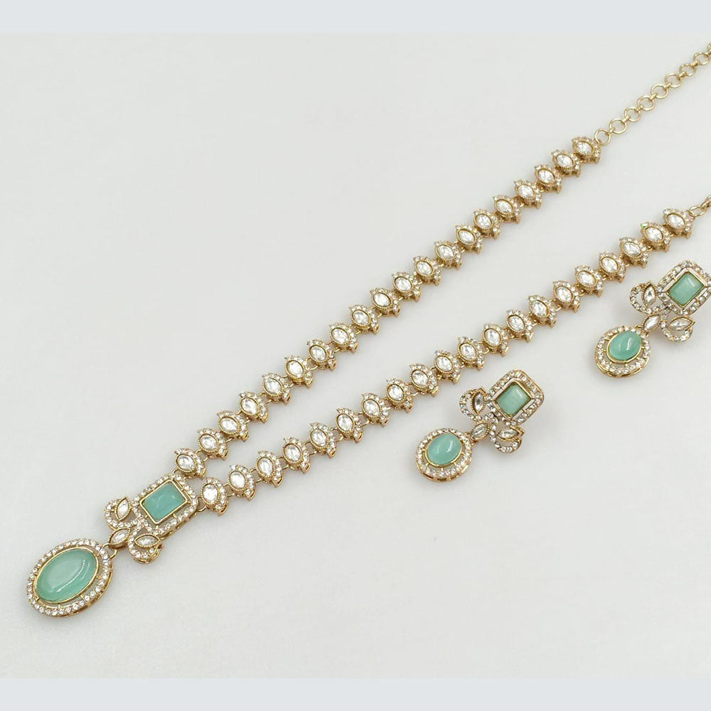 Rani Sati Jewels Gold Plated Crystal Stone Long Necklace Set