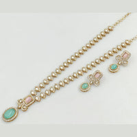 Rani Sati Jewels Gold Plated Crystal Stone Long Necklace Set