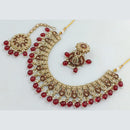 Rani Sati Jewels Gold Plated Crystal Stone And Pearls Necklace Set