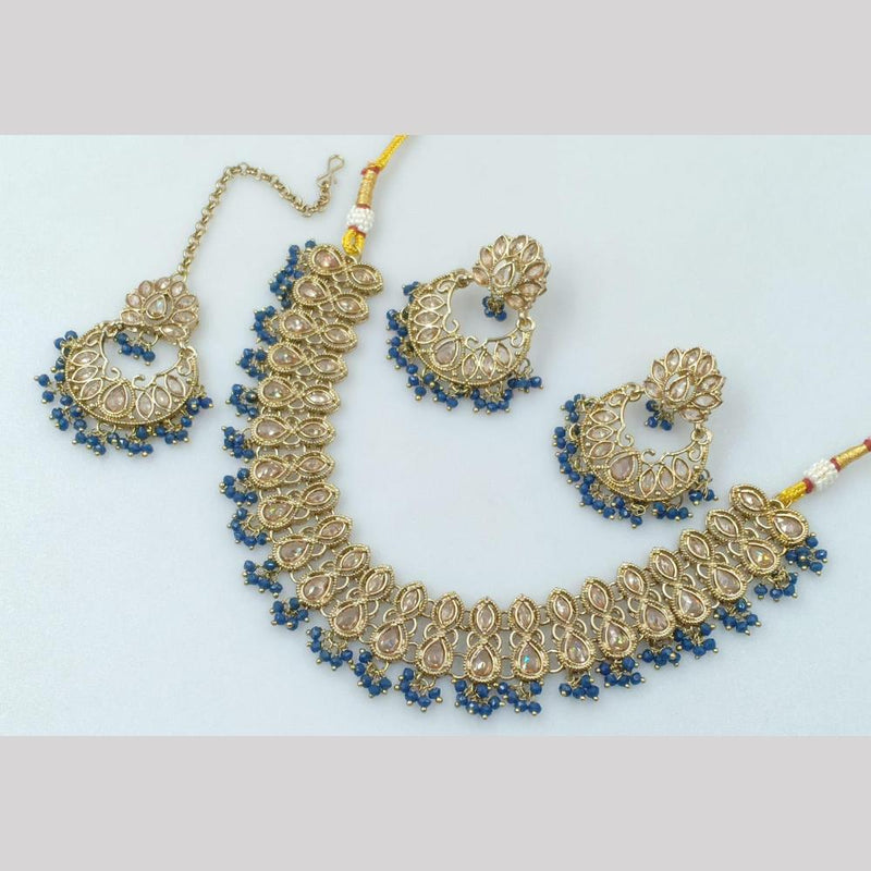 Rani Sati Jewels Gold Plated Crystal Stone And Pearls Necklace Set