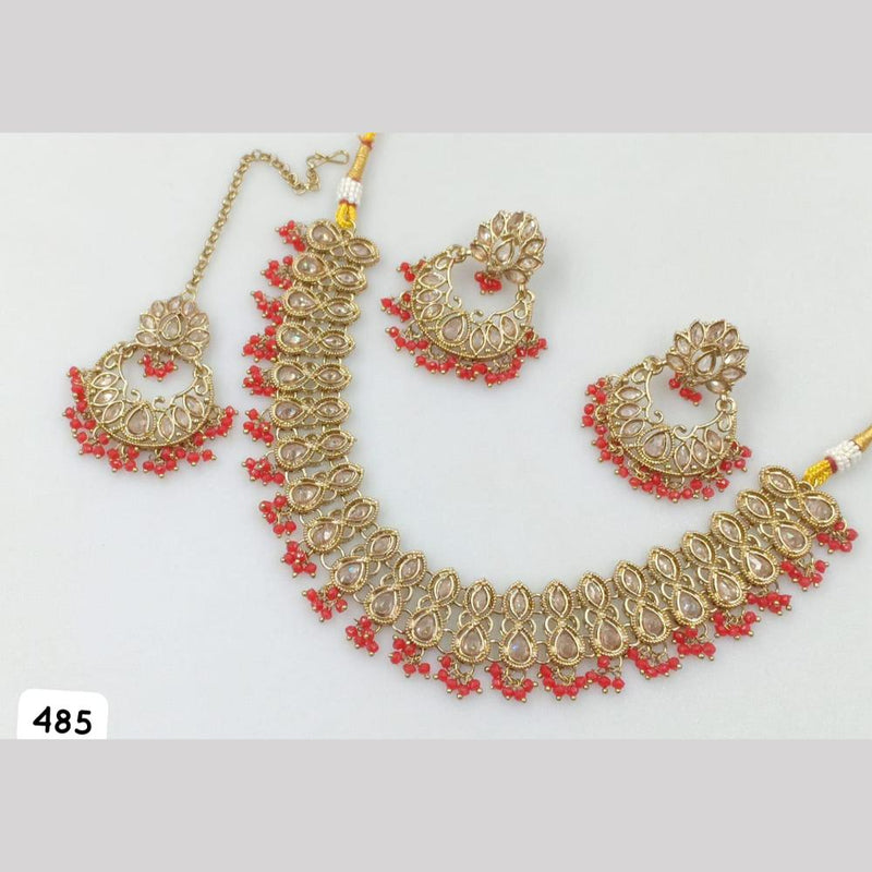 Rani Sati Jewels Gold Plated Crystal Stone And Pearls Necklace Set