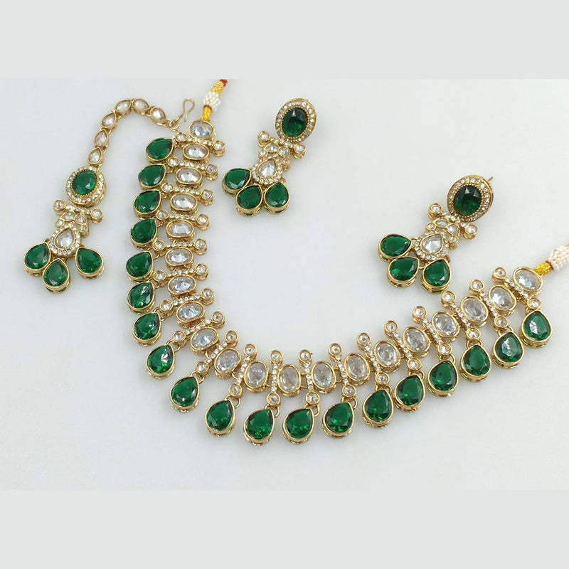 Rani Sati Jewels Gold Plated Crystal Stone And Pearls Necklace Set