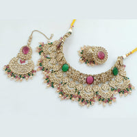 Rani Sati Jewels Gold Plated Crystal Stone And Pearls Necklace Set