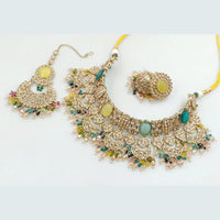 Rani Sati Jewels Gold Plated Crystal Stone And Pearls Necklace Set