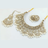 Rani Sati Jewels Gold Plated Crystal Stone And Pearls Necklace Set