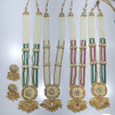 Rani Sati Jewels Gold Plated Kundan Stone And Pearls Long Necklace Set