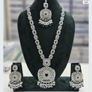 Rani Sati Jewels Silver Plated Crystal Stone And Pearls Long Necklace Set