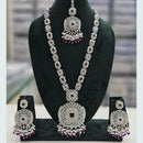 Rani Sati Jewels Silver Plated Crystal Stone And Pearls Long Necklace Set