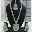 Rani Sati Jewels Silver Plated Crystal Stone And Pearls Long Necklace Set