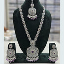 Rani Sati Jewels Silver Plated Crystal Stone And Pearls Long Necklace Set