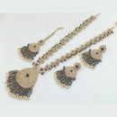 Rani Sati Jewels Gold Plated Crystal Stone And Pearls Long Necklace Set