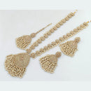 Rani Sati Jewels Gold Plated Crystal Stone And Pearls Long Necklace Set