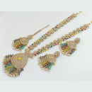 Rani Sati Jewels Gold Plated Crystal Stone And Pearls Long Necklace Set