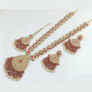 Rani Sati Jewels Gold Plated Crystal Stone And Pearls Long Necklace Set