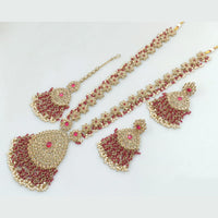 Rani Sati Jewels Gold Plated Crystal Stone And Pearls Long Necklace Set