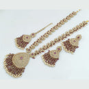 Rani Sati Jewels Gold Plated Crystal Stone And Pearls Long Necklace Set