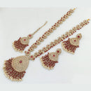 Rani Sati Jewels Gold Plated Crystal Stone And Pearls Long Necklace Set
