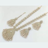 Rani Sati Jewels Gold Plated Crystal Stone And Pearls Long Necklace Set