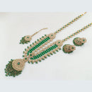 Rani Sati Jewels Gold Plated Crystal Stone And Pearls Long Necklace Set