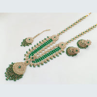 Rani Sati Jewels Gold Plated Crystal Stone And Pearls Long Necklace Set
