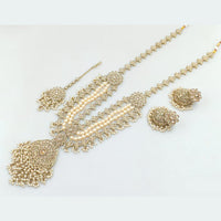 Rani Sati Jewels Gold Plated Crystal Stone And Pearls Long Necklace Set