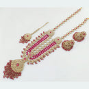 Rani Sati Jewels Gold Plated Crystal Stone And Pearls Long Necklace Set
