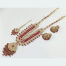 Rani Sati Jewels Gold Plated Crystal Stone And Pearls Long Necklace Set