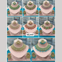 Rani Sati Jewels Gold Plated Crystal Stone And Beads Necklace Set