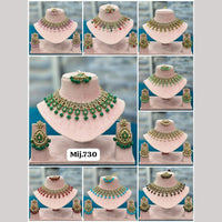 Rani Sati Jewels Gold Plated Crystal Stone And Beads Necklace Set