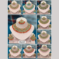 Rani Sati Jewels Gold Plated Crystal Stone And Beads Necklace Set