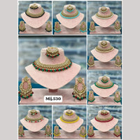 Rani Sati Jewels Gold Plated Crystal Stone And Beads Necklace Set