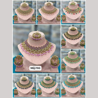 Rani Sati Jewels Gold Plated Crystal Stone And Beads Necklace Set