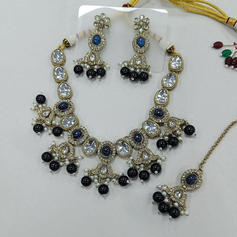 Rani Sati Jewels Gold Plated Gold Plated Kundan Stone Pearl And Beads Necklace Set