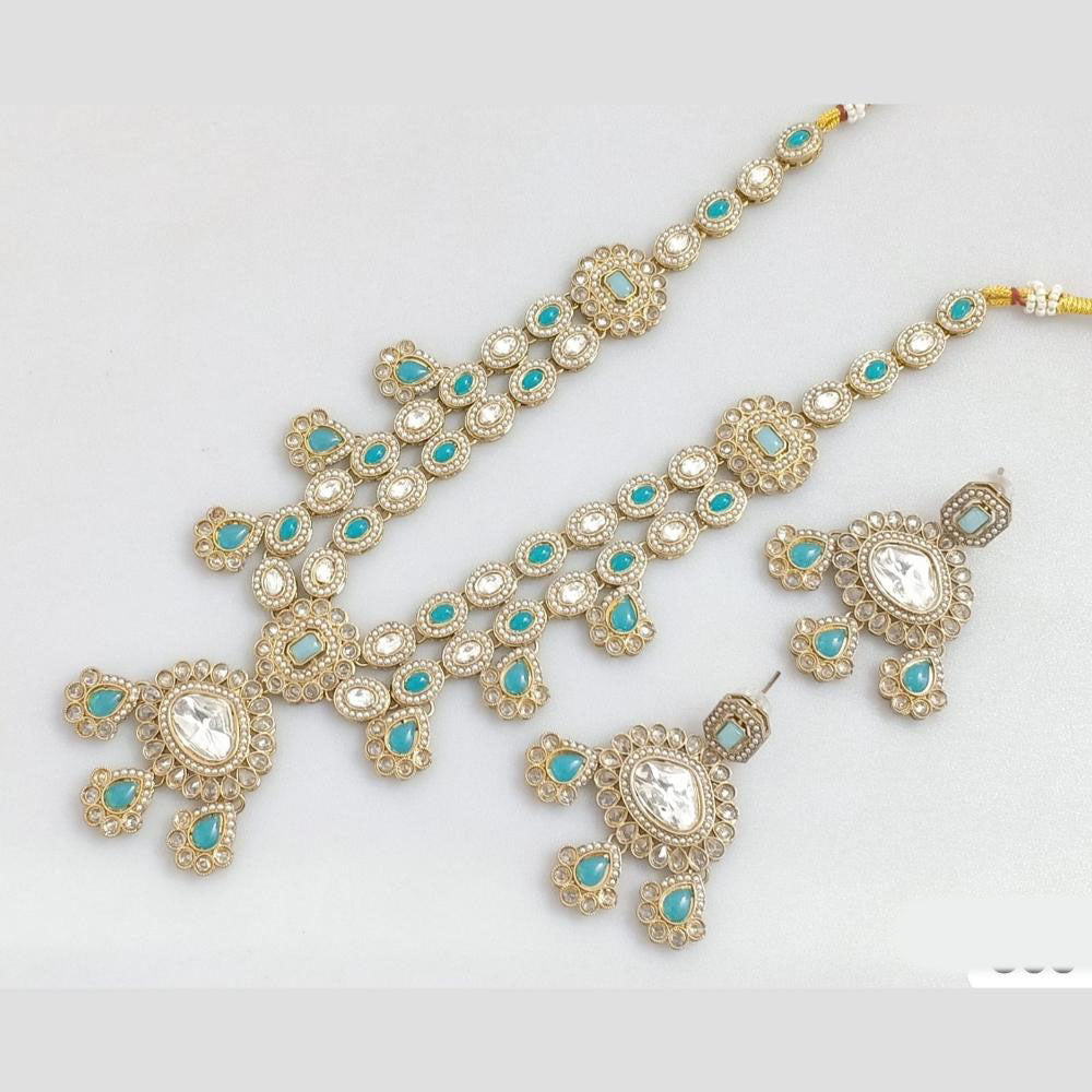 Rani Sati Jewels Gold Plated Pota Stone Long Necklace Set