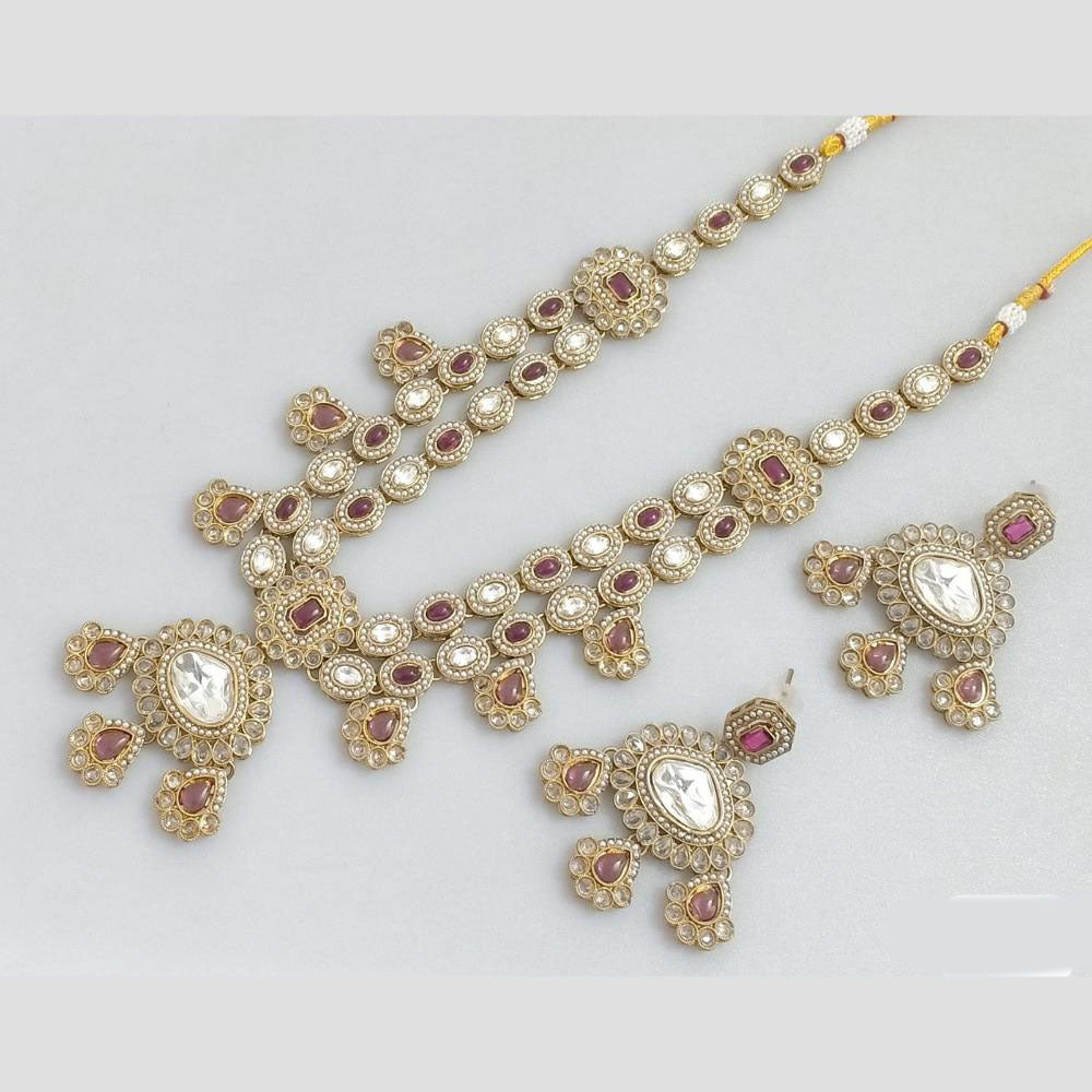 Rani Sati Jewels Gold Plated Pota Stone Long Necklace Set